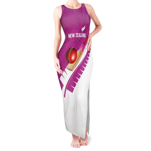 Custom New Zealand Cricket Tank Maxi Dress Kiwi Birds Haka Dance Pink Fern Sporty Style