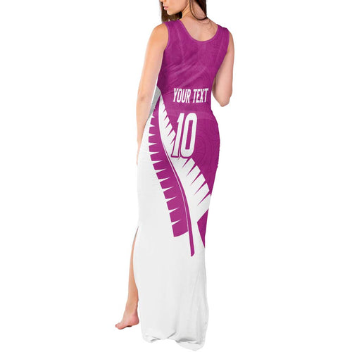 Custom New Zealand Cricket Tank Maxi Dress Kiwi Birds Haka Dance Pink Fern Sporty Style