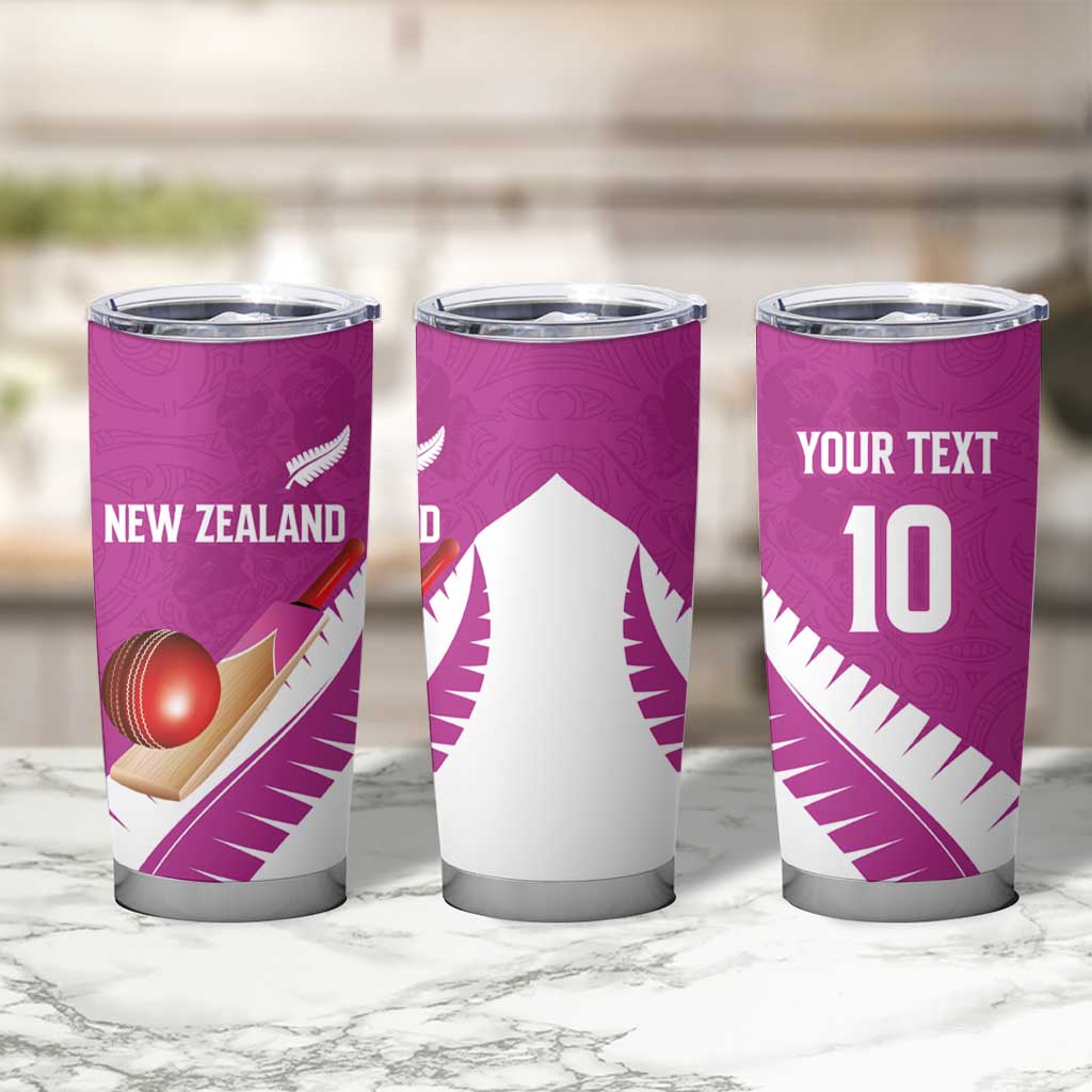 Custom New Zealand Cricket Tumbler Cup Kiwi Birds Haka Dance Pink Fern Sporty Style