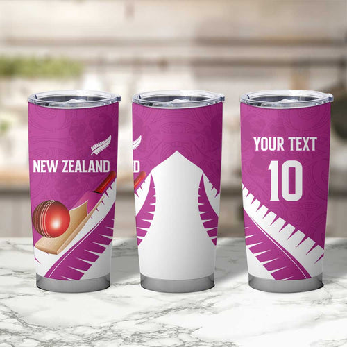 Custom New Zealand Cricket Tumbler Cup Kiwi Birds Haka Dance Pink Fern Sporty Style