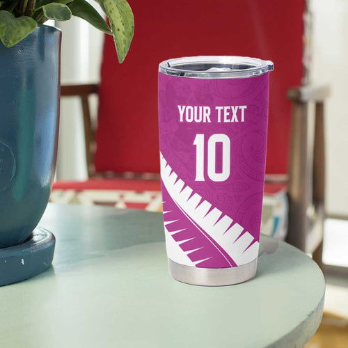 Custom New Zealand Cricket Tumbler Cup Kiwi Birds Haka Dance Pink Fern Sporty Style