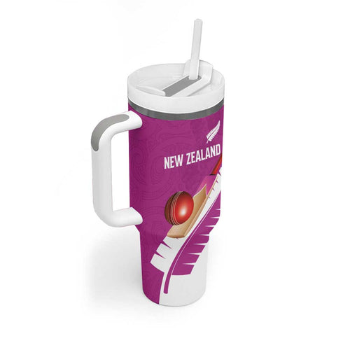 Custom New Zealand Cricket Tumbler With Handle Kiwi Birds Haka Dance Pink Fern Sporty Style