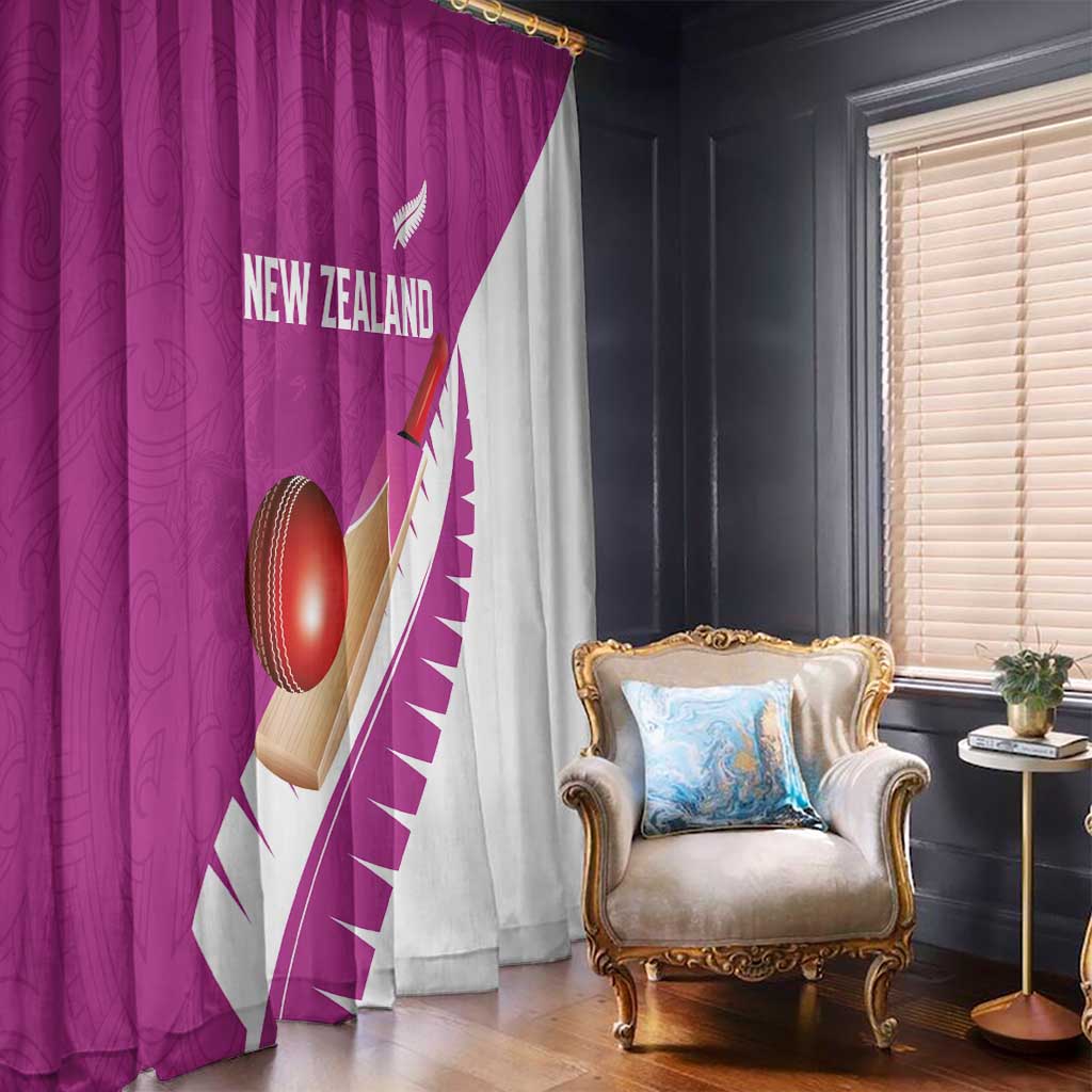 New Zealand Cricket Window Curtain Kiwi Birds Haka Dance Pink Fern Sporty Style