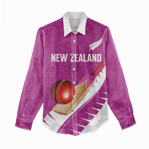 Custom New Zealand Cricket Women Casual Shirt Kiwi Birds Haka Dance Pink Fern Sporty Style