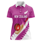 Custom New Zealand Cricket Women Polo Shirt Kiwi Birds Haka Dance Pink Fern Sporty Style