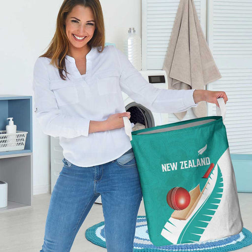 New Zealand Cricket Laundry Basket Kiwi Birds Haka Dance Turquoise Fern Sporty Style