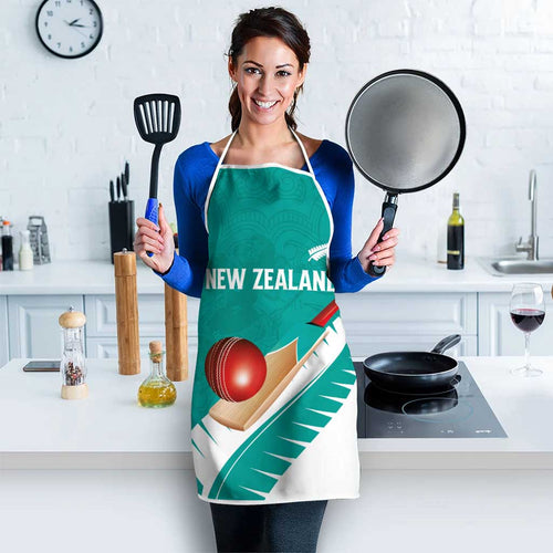 New Zealand Cricket Apron Kiwi Birds Haka Dance Turquoise Fern Sporty Style