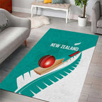 New Zealand Cricket Area Rug Kiwi Birds Haka Dance Turquoise Fern Sporty Style