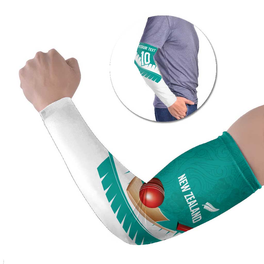 Custom New Zealand Cricket Arm Sleeves Kiwi Birds Haka Dance Turquoise Fern Sporty Style