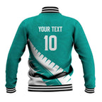 Custom New Zealand Cricket Baseball Jacket Kiwi Birds Haka Dance Turquoise Fern Sporty Style