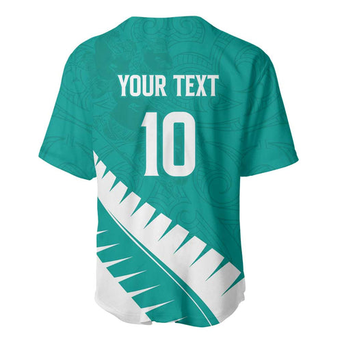 Custom New Zealand Cricket Baseball Jersey Kiwi Birds Haka Dance Turquoise Fern Sporty Style