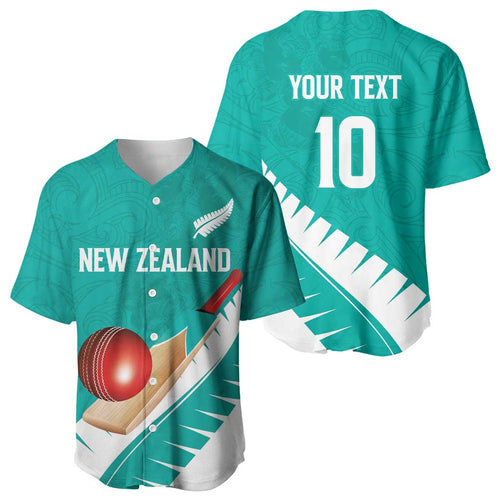 Custom New Zealand Cricket Baseball Jersey Kiwi Birds Haka Dance Turquoise Fern Sporty Style