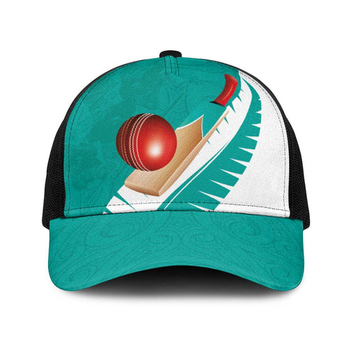 New Zealand Cricket Baseball Net Cap Kiwi Birds Haka Dance Turquoise Fern Sporty Style