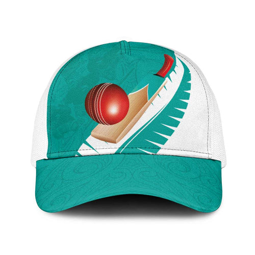 New Zealand Cricket Baseball Net Cap Kiwi Birds Haka Dance Turquoise Fern Sporty Style