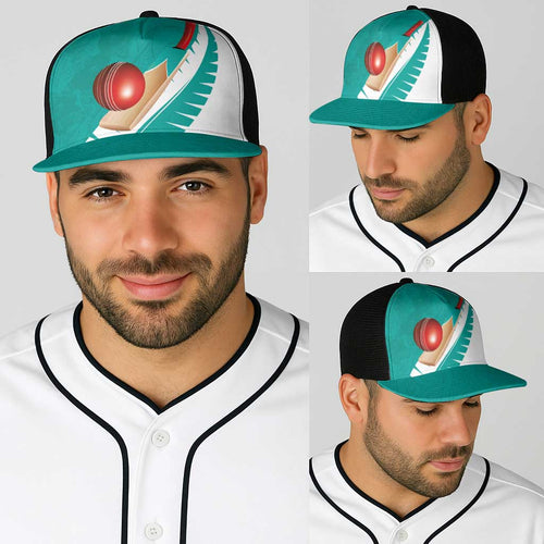 New Zealand Cricket Baseball Net Cap Kiwi Birds Haka Dance Turquoise Fern Sporty Style