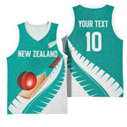 Custom New Zealand Cricket Basketball Jersey Kiwi Birds Haka Dance Turquoise Fern Sporty Style