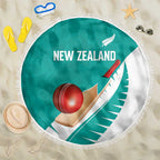 New Zealand Cricket Beach Blanket Kiwi Birds Haka Dance Turquoise Fern Sporty Style