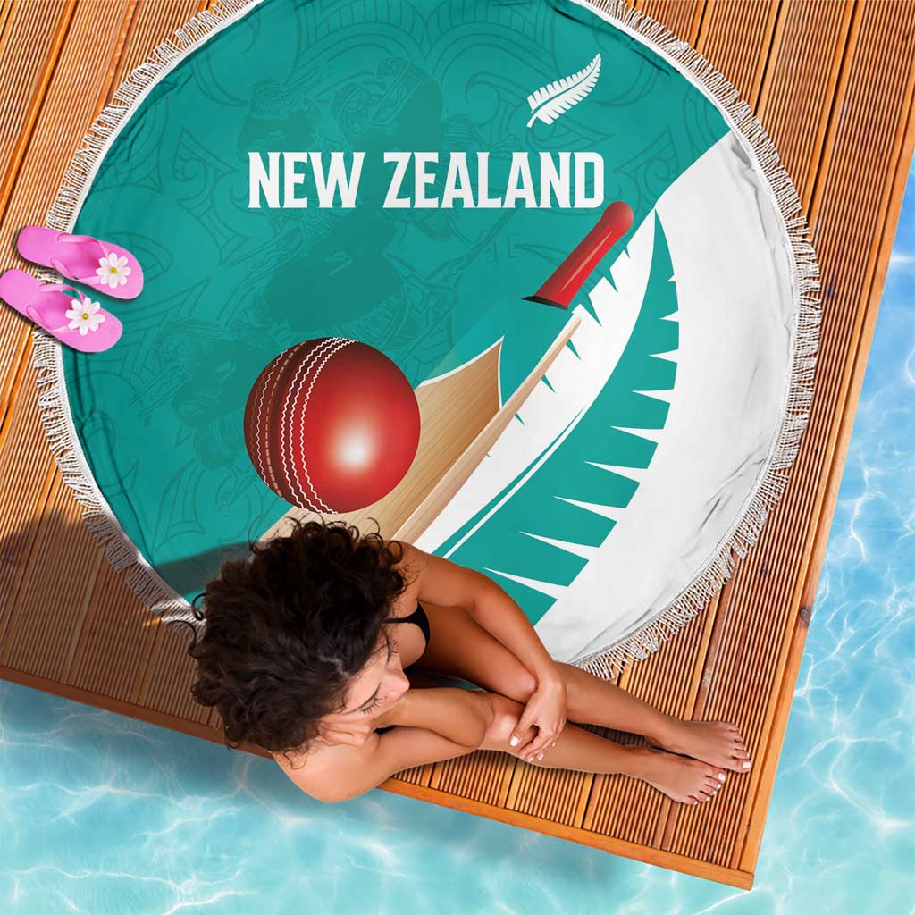 New Zealand Cricket Beach Blanket Kiwi Birds Haka Dance Turquoise Fern Sporty Style