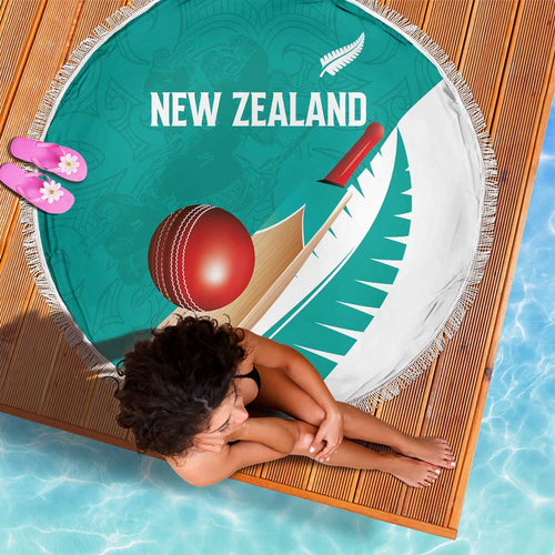 New Zealand Cricket Beach Blanket Kiwi Birds Haka Dance Turquoise Fern Sporty Style