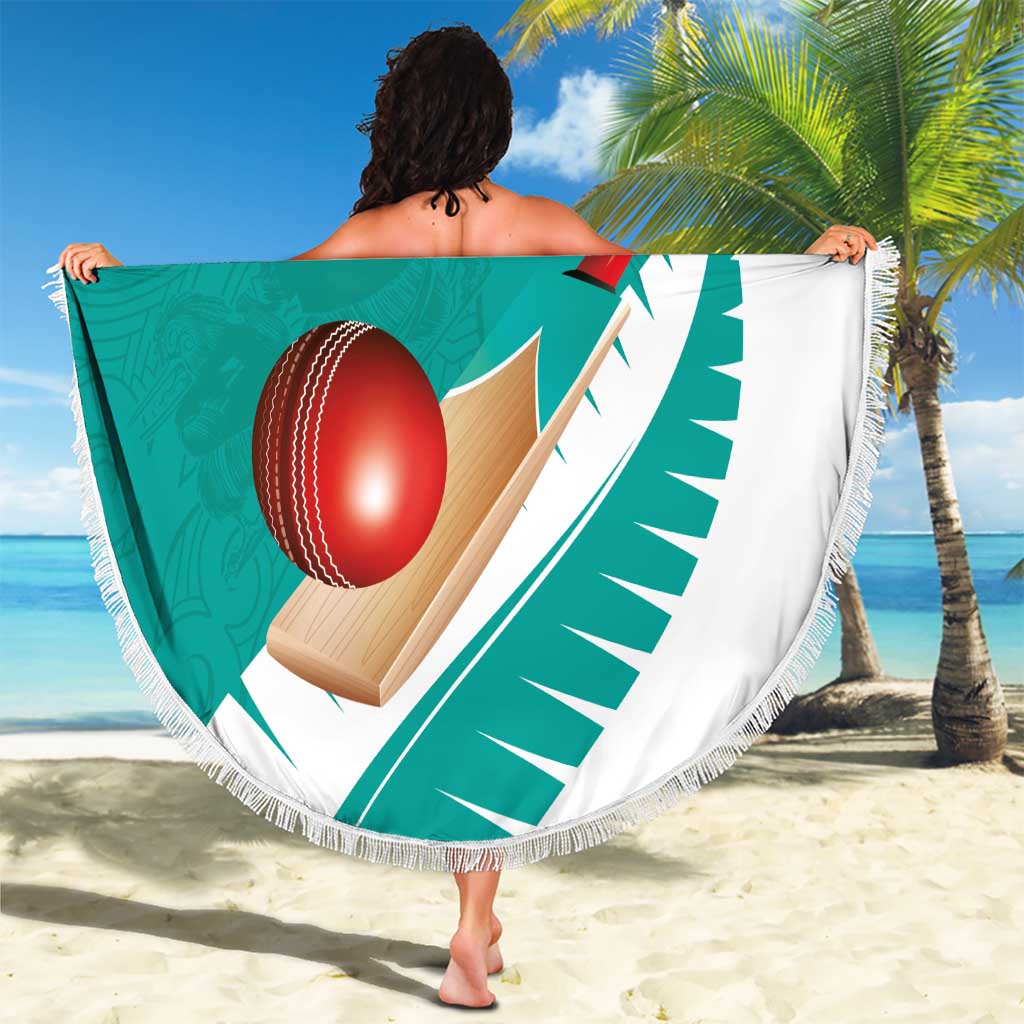New Zealand Cricket Beach Blanket Kiwi Birds Haka Dance Turquoise Fern Sporty Style