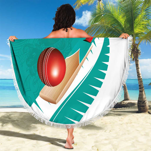 New Zealand Cricket Beach Blanket Kiwi Birds Haka Dance Turquoise Fern Sporty Style