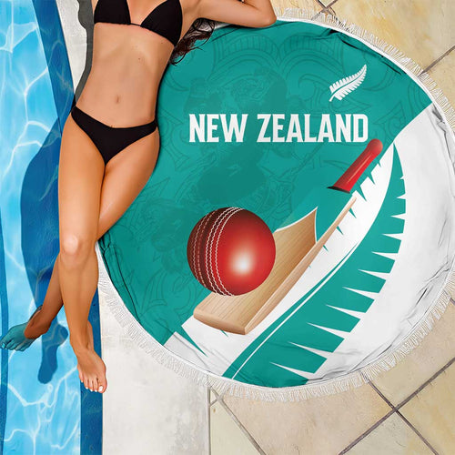 New Zealand Cricket Beach Blanket Kiwi Birds Haka Dance Turquoise Fern Sporty Style