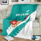 New Zealand Cricket Blanket Kiwi Birds Haka Dance Turquoise Fern Sporty Style