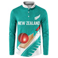 Custom New Zealand Cricket Button Sweatshirt Kiwi Birds Haka Dance Turquoise Fern Sporty Style