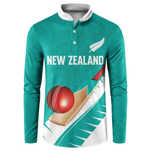 Custom New Zealand Cricket Button Sweatshirt Kiwi Birds Haka Dance Turquoise Fern Sporty Style