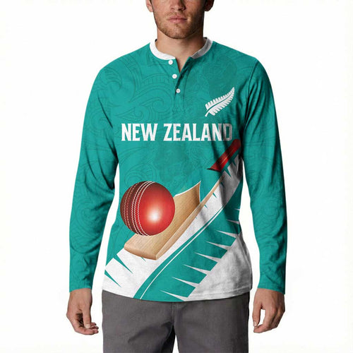 Custom New Zealand Cricket Button Sweatshirt Kiwi Birds Haka Dance Turquoise Fern Sporty Style