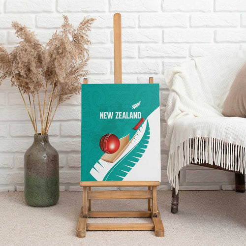 New Zealand Cricket Canvas Wall Art Kiwi Birds Haka Dance Turquoise Fern Sporty Style