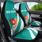 New Zealand Cricket Car Seat Cover Kiwi Birds Haka Dance Turquoise Fern Sporty Style