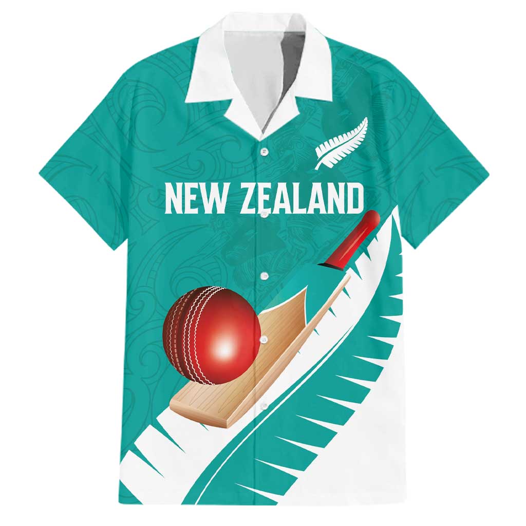 Custom New Zealand Cricket Family Matching Long Sleeve Bodycon Dress and Hawaiian Shirt Kiwi Birds Haka Dance Turquoise Fern Sporty Style