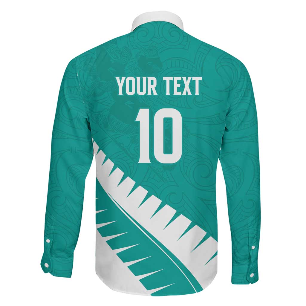Custom New Zealand Cricket Family Matching Long Sleeve Bodycon Dress and Hawaiian Shirt Kiwi Birds Haka Dance Turquoise Fern Sporty Style