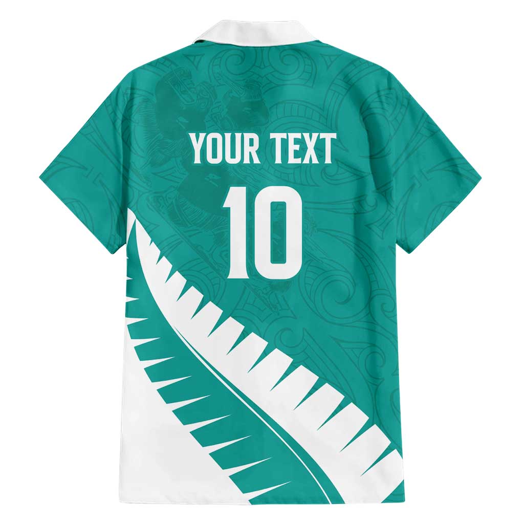 Custom New Zealand Cricket Family Matching Mermaid Dress and Hawaiian Shirt Kiwi Birds Haka Dance Turquoise Fern Sporty Style