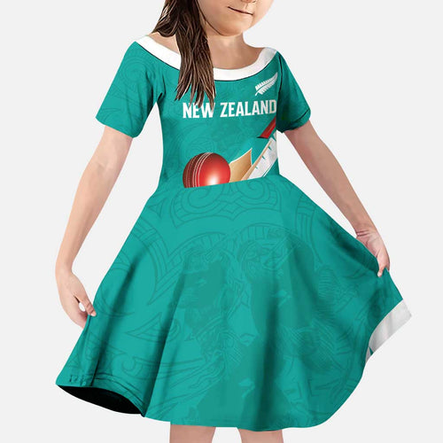 Custom New Zealand Cricket Family Matching Summer Maxi Dress and Hawaiian Shirt Kiwi Birds Haka Dance Turquoise Fern Sporty Style