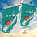 New Zealand Cricket Garden Flag Kiwi Birds Haka Dance Turquoise Fern Sporty Style
