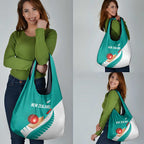 New Zealand Cricket Grocery Bag Kiwi Birds Haka Dance Turquoise Fern Sporty Style