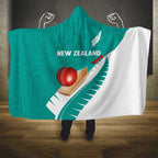 New Zealand Cricket Hooded Blanket Kiwi Birds Haka Dance Turquoise Fern Sporty Style