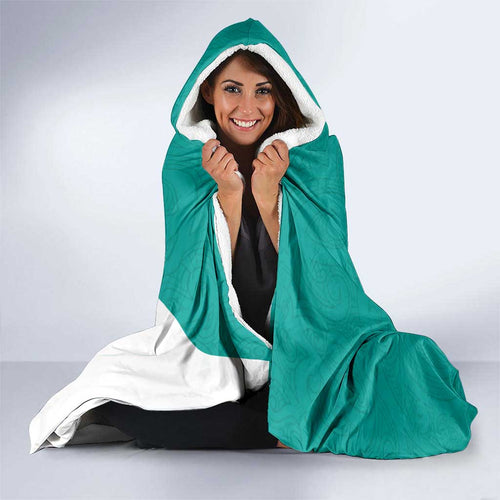 New Zealand Cricket Hooded Blanket Kiwi Birds Haka Dance Turquoise Fern Sporty Style