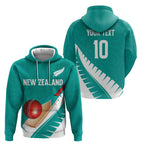 Custom New Zealand Cricket Hoodie Kiwi Birds Haka Dance Turquoise Fern Sporty Style