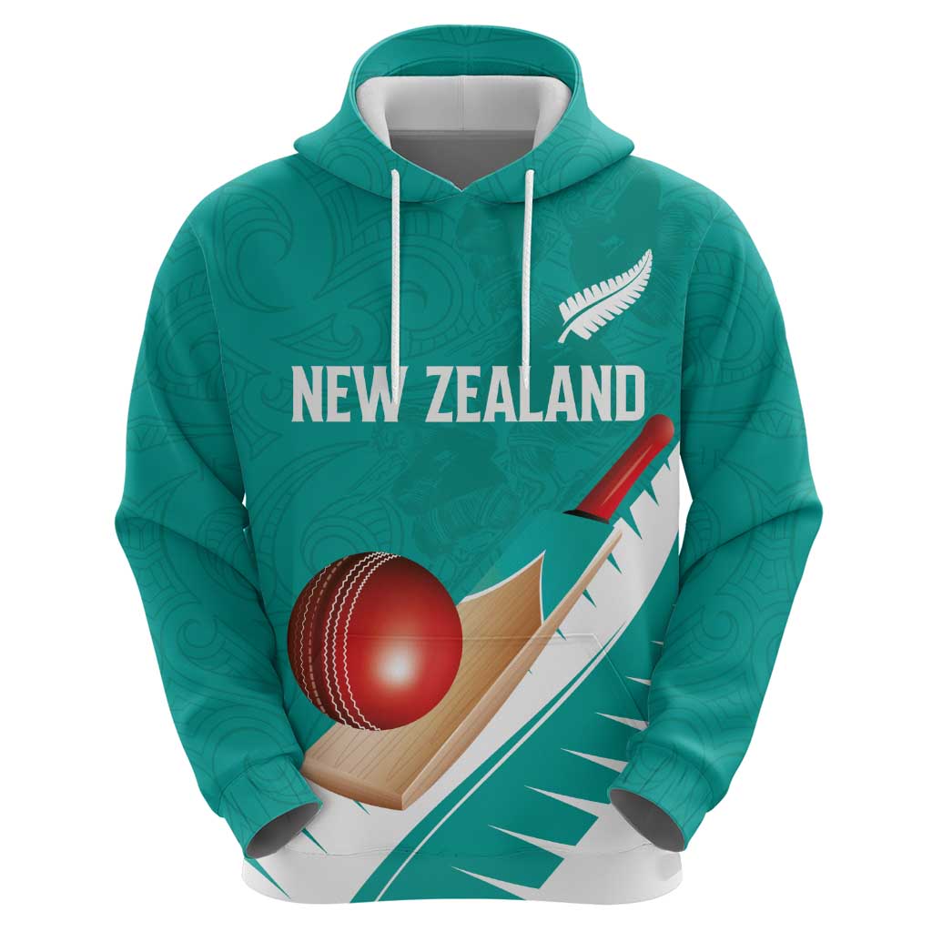 Custom New Zealand Cricket Hoodie Kiwi Birds Haka Dance Turquoise Fern Sporty Style
