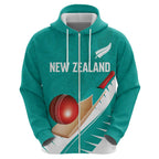 Custom New Zealand Cricket Hoodie Kiwi Birds Haka Dance Turquoise Fern Sporty Style