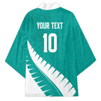 Custom New Zealand Cricket Kimono Kiwi Birds Haka Dance Turquoise Fern Sporty Style