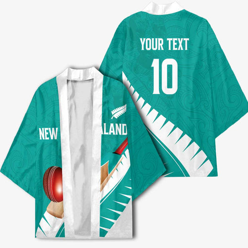 Custom New Zealand Cricket Kimono Kiwi Birds Haka Dance Turquoise Fern Sporty Style
