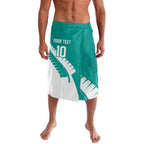 Custom New Zealand Cricket Lavalava Kiwi Birds Haka Dance Turquoise Fern Sporty Style