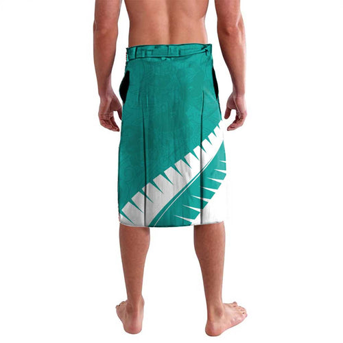 Custom New Zealand Cricket Lavalava Kiwi Birds Haka Dance Turquoise Fern Sporty Style