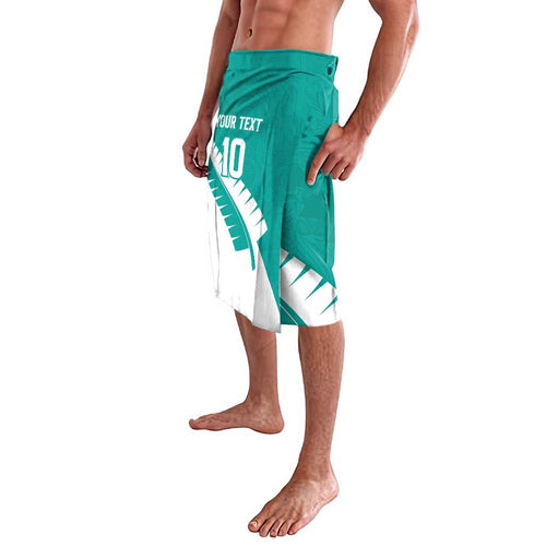 Custom New Zealand Cricket Lavalava Kiwi Birds Haka Dance Turquoise Fern Sporty Style