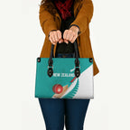 New Zealand Cricket Leather Bag Kiwi Birds Haka Dance Turquoise Fern Sporty Style