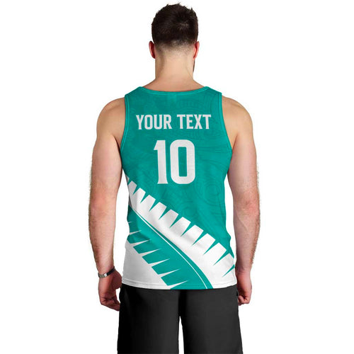Custom New Zealand Cricket Men Tank Top Kiwi Birds Haka Dance Turquoise Fern Sporty Style